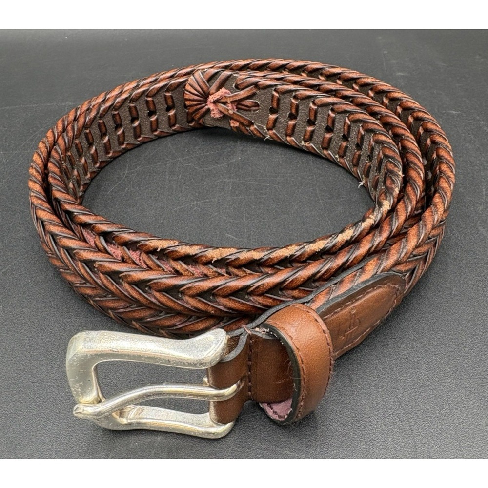 Men's Dockers Leather Genuine Braided Fully Adjustable Belt 42/105 Tan Glazed